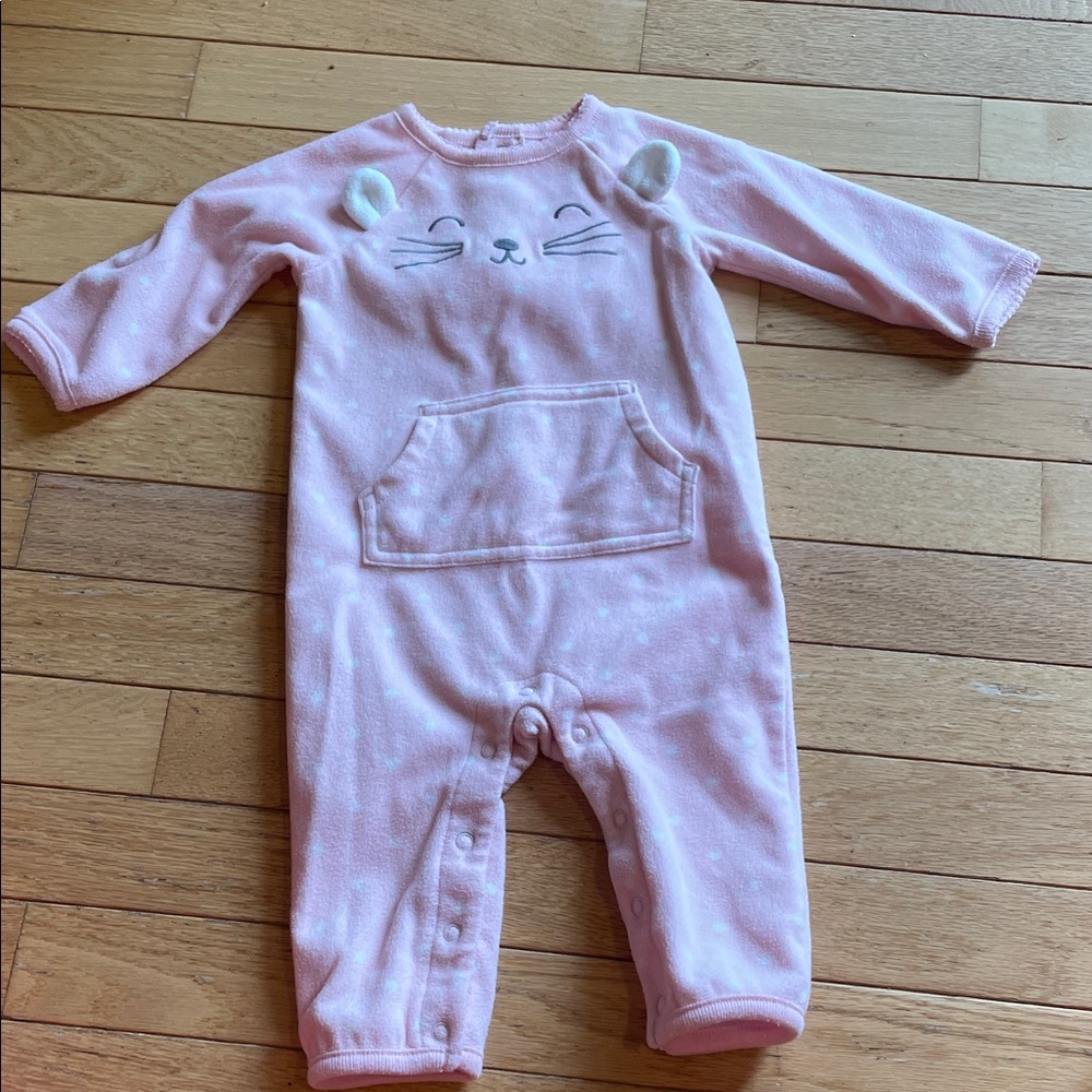 Carter's Pink Fleece Cat Face Footie